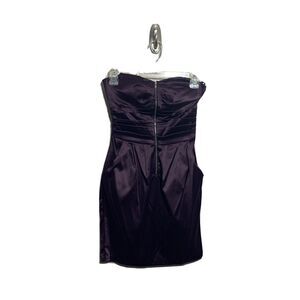 P & S USA Purple Satin Strapless Dress Front Zipper w Pockets Sz Small S Stretch